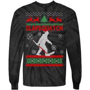 Ugly Christmas Sweater Hockey Sasquatch Tie-Dye Long Sleeve Shirt