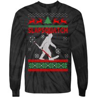 Ugly Christmas Sweater Hockey Sasquatch Tie-Dye Long Sleeve Shirt