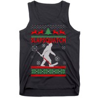 Ugly Christmas Sweater Hockey Sasquatch Tank Top