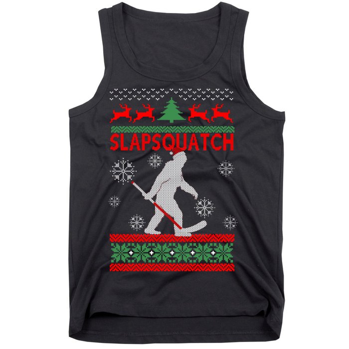 Ugly Christmas Sweater Hockey Sasquatch Tank Top