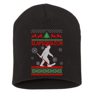 Ugly Christmas Sweater Hockey Sasquatch Short Acrylic Beanie