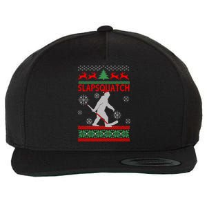 Ugly Christmas Sweater Hockey Sasquatch Wool Snapback Cap