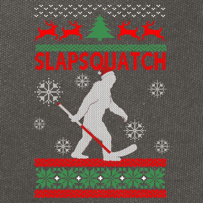 Ugly Christmas Sweater Hockey Sasquatch Cotton Canvas Backpack