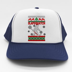 Ugly Christmas Sweater Hockey Sasquatch Trucker Hat