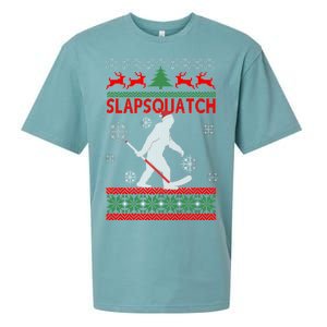 Ugly Christmas Sweater Hockey Sasquatch Sueded Cloud Jersey T-Shirt