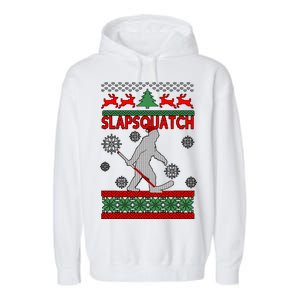 Ugly Christmas Sweater Hockey Sasquatch Garment-Dyed Fleece Hoodie