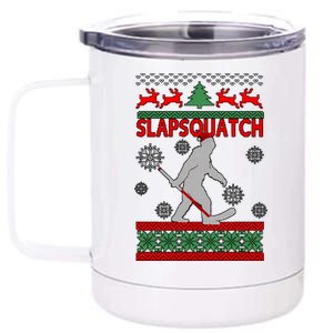 Ugly Christmas Sweater Hockey Sasquatch 12 oz Stainless Steel Tumbler Cup