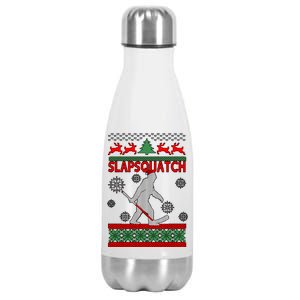 Ugly Christmas Sweater Hockey Sasquatch Stainless Steel Insulated Water Bottle