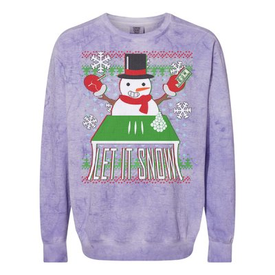 Ugly Christmas Sweater Let It Snow Frosty Snowman On Drugs Colorblast Crewneck Sweatshirt