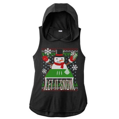 Ugly Christmas Sweater Let It Snow Frosty Snowman On Drugs Ladies PosiCharge Tri-Blend Wicking Draft Hoodie Tank