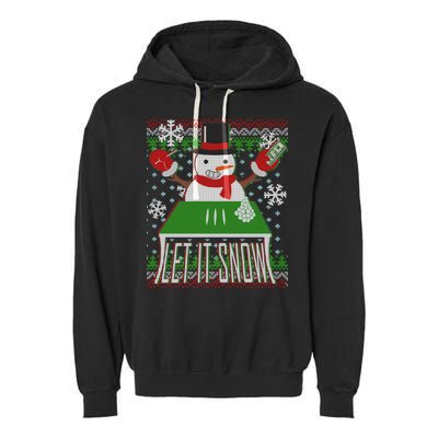 Ugly Christmas Sweater Let It Snow Frosty Snowman On Drugs Garment-Dyed Fleece Hoodie