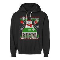 Ugly Christmas Sweater Let It Snow Frosty Snowman On Drugs Garment-Dyed Fleece Hoodie