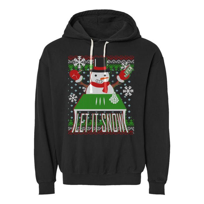 Ugly Christmas Sweater Let It Snow Frosty Snowman On Drugs Garment-Dyed Fleece Hoodie