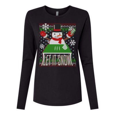 Ugly Christmas Sweater Let It Snow Frosty Snowman On Drugs Womens Cotton Relaxed Long Sleeve T-Shirt