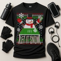 Ugly Christmas Sweater Let It Snow Frosty Snowman On Drugs Performance Shirt