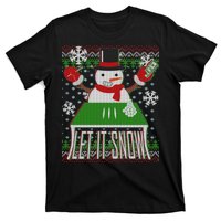 Ugly Christmas Sweater Let It Snow Frosty Snowman On Drugs T-Shirt