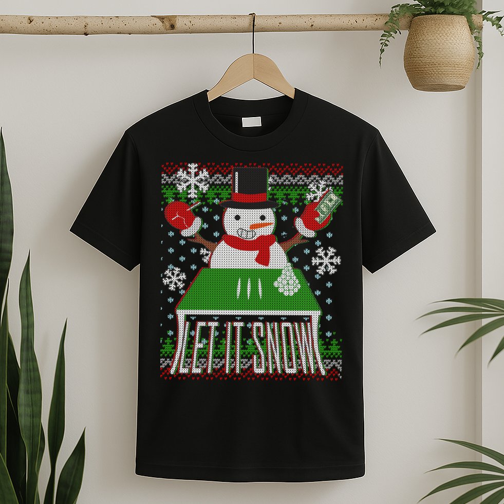 Ugly Christmas Sweater Let It Snow Frosty Snowman On Drugs T-Shirt