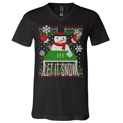 Ugly Christmas Sweater Let It Snow Frosty Snowman On Drugs V-Neck T-Shirt