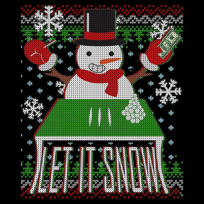 Ugly Christmas Sweater Let It Snow Frosty Snowman On Drugs V-Neck T-Shirt
