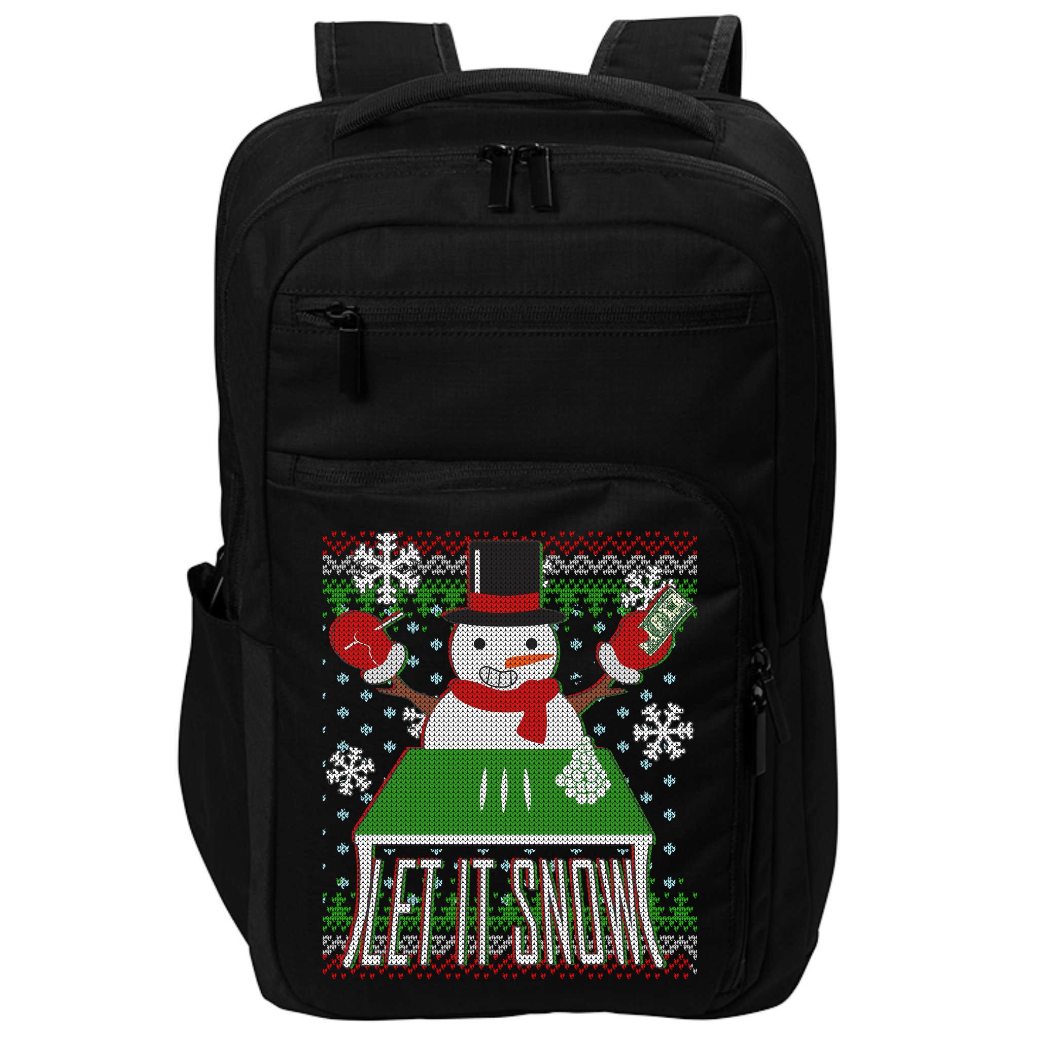 Ugly Christmas Sweater Let It Snow Frosty Snowman On Drugs Impact Tech Backpack