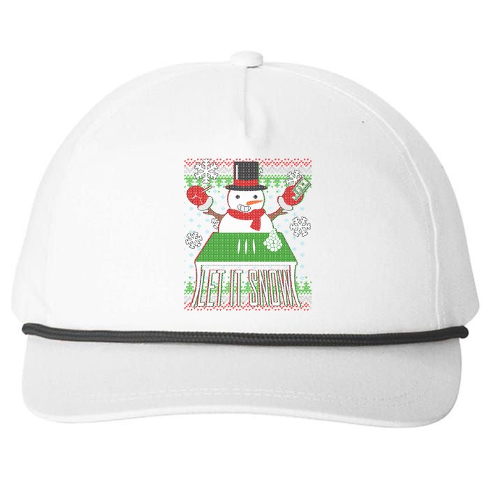 Ugly Christmas Sweater Let It Snow Frosty Snowman On Drugs Snapback Five-Panel Rope Hat