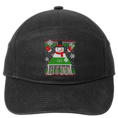 Ugly Christmas Sweater Let It Snow Frosty Snowman On Drugs 7-Panel Snapback Hat