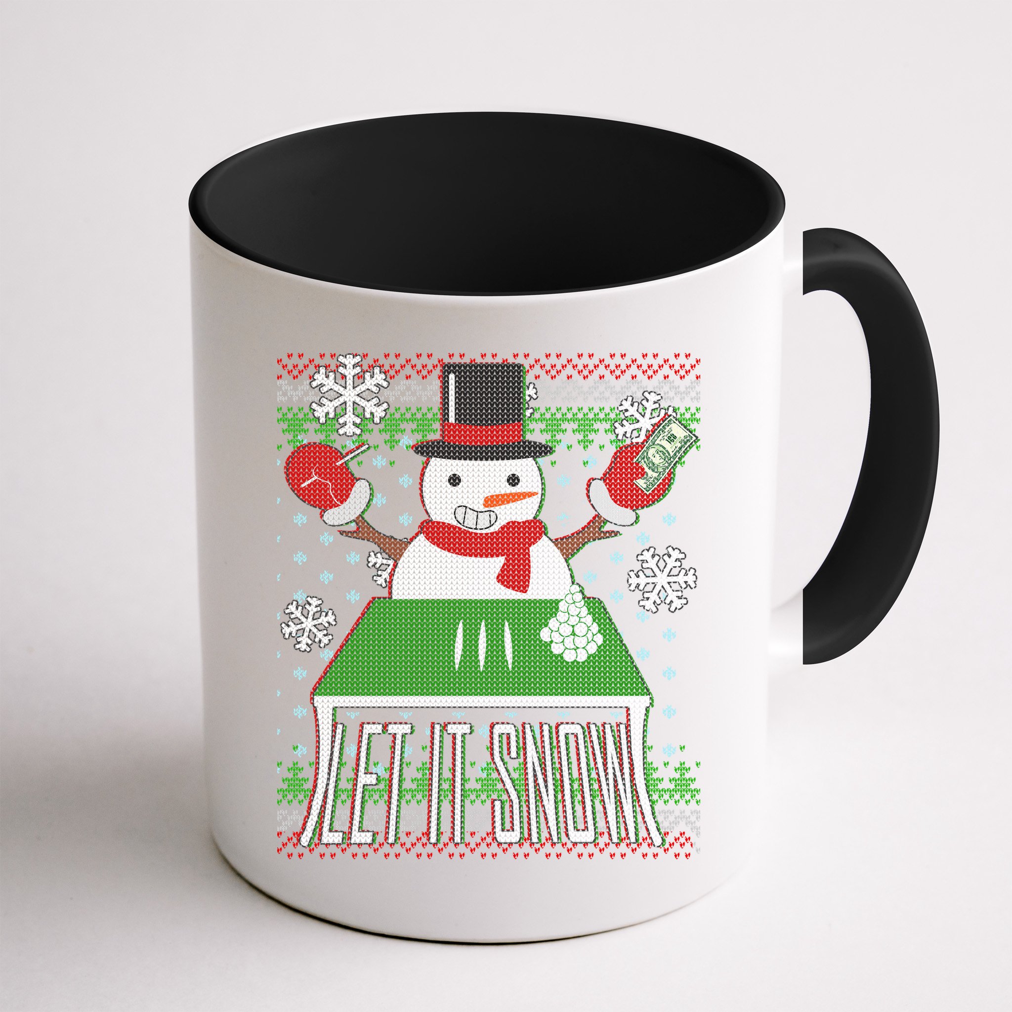 Ugly Christmas Sweater Let It Snow Frosty Snowman On Drugs Mug