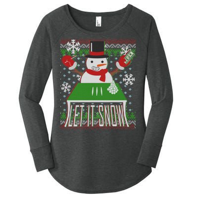 Ugly Christmas Sweater Let It Snow Frosty Snowman On Drugs Women's Perfect Tri Tunic Long Sleeve Shirt