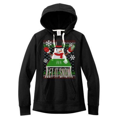 Ugly Christmas Sweater Let It Snow Frosty Snowman On Drugs Women's Fleece Hoodie