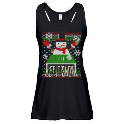 Ugly Christmas Sweater Let It Snow Frosty Snowman On Drugs Ladies Essential Flowy Tank