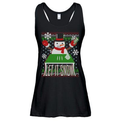 Ugly Christmas Sweater Let It Snow Frosty Snowman On Drugs Ladies Essential Flowy Tank