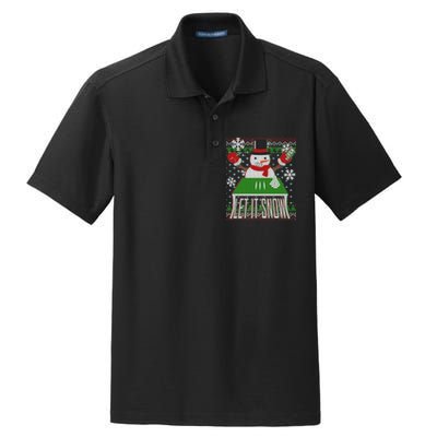 Ugly Christmas Sweater Let It Snow Frosty Snowman On Drugs Dry Zone Grid Polo