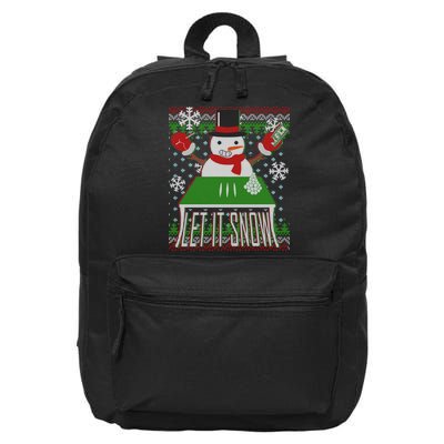 Ugly Christmas Sweater Let It Snow Frosty Snowman On Drugs 16 in Basic Backpack