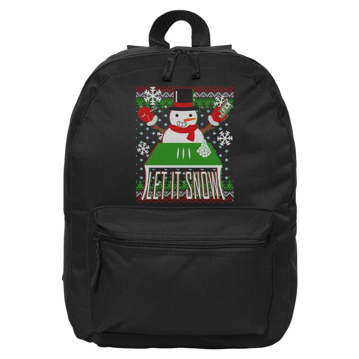 Ugly Christmas Sweater Let It Snow Frosty Snowman On Drugs 16 in Basic Backpack