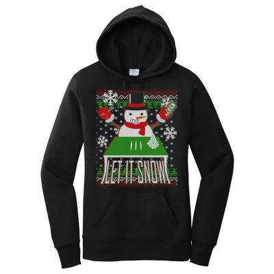 Ugly Christmas Sweater Let It Snow Frosty Snowman On Drugs Women's Pullover Hoodie