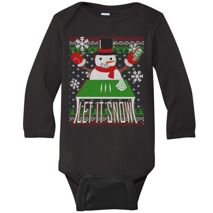 Ugly Christmas Sweater Let It Snow Frosty Snowman On Drugs Baby Long Sleeve Bodysuit