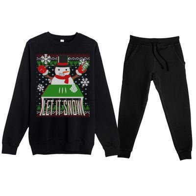 Ugly Christmas Sweater Let It Snow Frosty Snowman On Drugs Premium Crewneck Sweatsuit Set