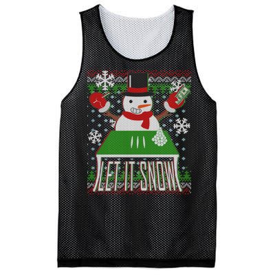 Ugly Christmas Sweater Let It Snow Frosty Snowman On Drugs Mesh Reversible Basketball Jersey Tank