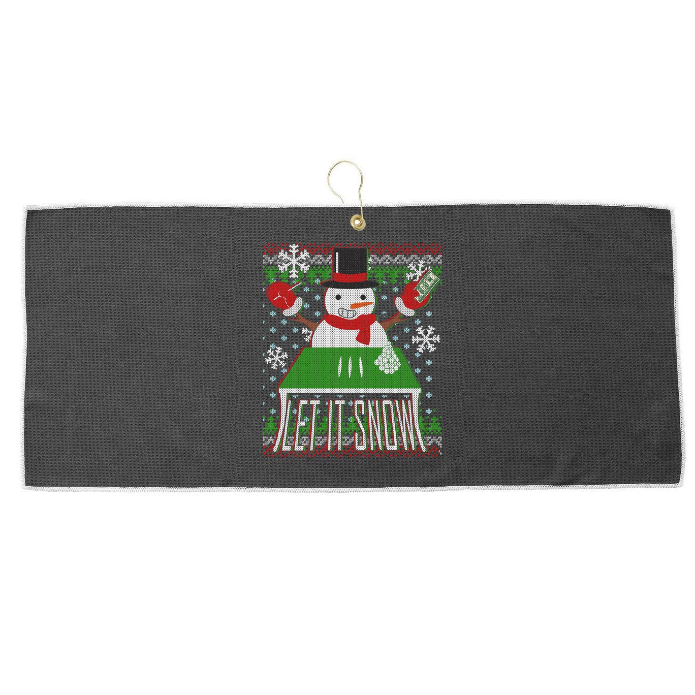 Ugly Christmas Sweater Let It Snow Frosty Snowman On Drugs Large Microfiber Waffle Golf Towel