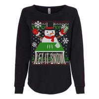 Ugly Christmas Sweater Let It Snow Frosty Snowman On Drugs Womens California Wash Sweatshirt