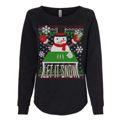 Ugly Christmas Sweater Let It Snow Frosty Snowman On Drugs Womens California Wash Sweatshirt