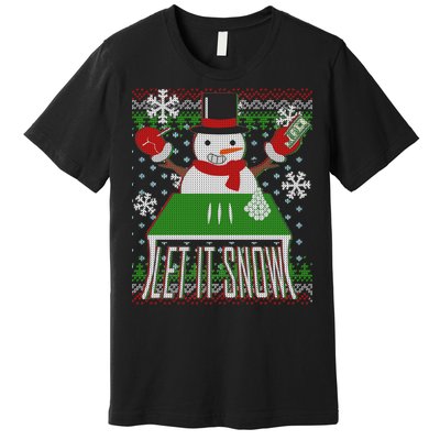 Ugly Christmas Sweater Let It Snow Frosty Snowman On Drugs Premium T-Shirt