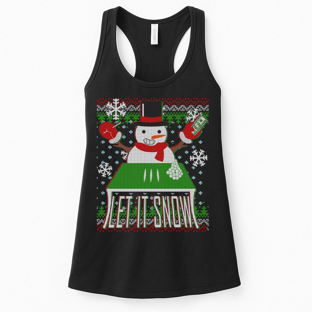 Ugly Christmas Sweater Let It Snow Frosty Snowman On Drugs Womens Tank Top