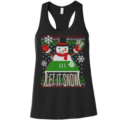 Ugly Christmas Sweater Let It Snow Frosty Snowman On Drugs Women's Racerback Tank