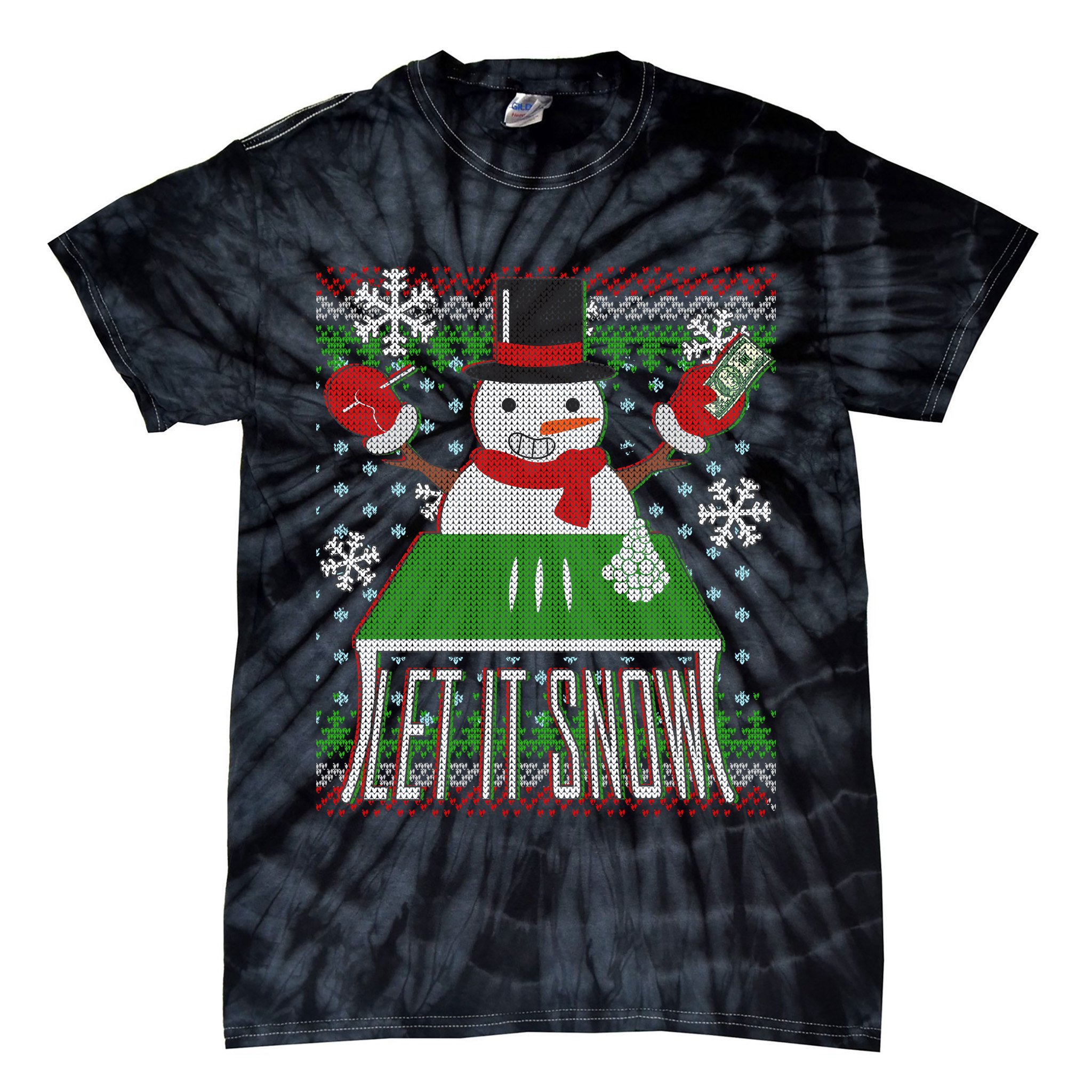 Ugly Christmas Sweater Let It Snow Frosty Snowman On Drugs Tie-Dye T-Shirt