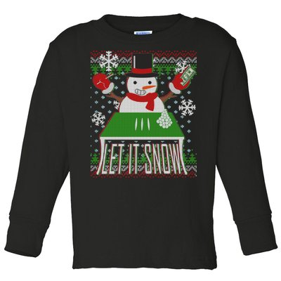 Ugly Christmas Sweater Let It Snow Frosty Snowman On Drugs Toddler Long Sleeve Shirt