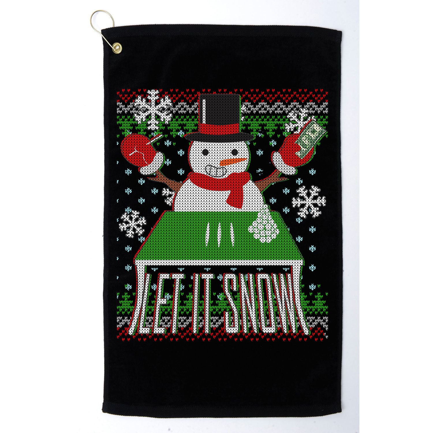 Ugly Christmas Sweater Let It Snow Frosty Snowman On Drugs Golf Towel