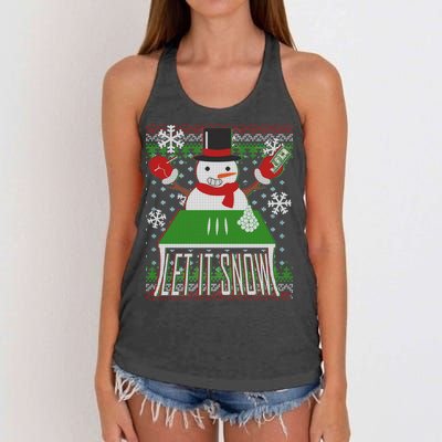 Ugly Christmas Sweater Let It Snow Frosty Snowman On Drugs Women's Knotted Racerback Tank