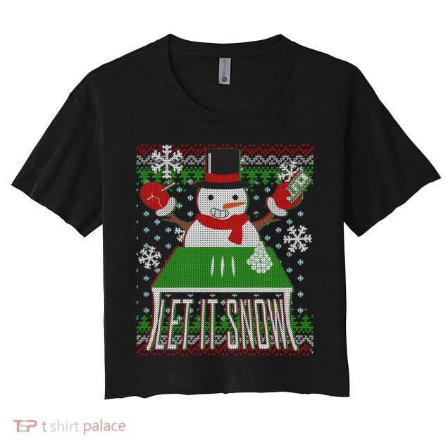 Ugly Christmas Sweater Let It Snow Frosty Snowman On Drugs Crop Top