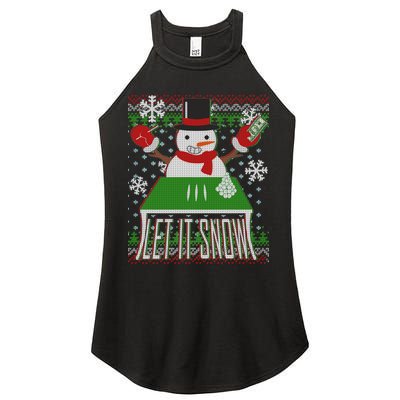 Ugly Christmas Sweater Let It Snow Frosty Snowman On Drugs Women's Perfect Tri Rocker Tank